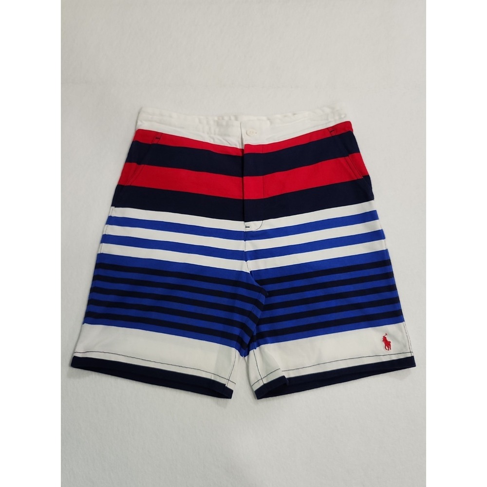 Ralph Lauren Polo NWT Shorts Boys‎ L Red White & Blue Striped Shorts 100% Cotton